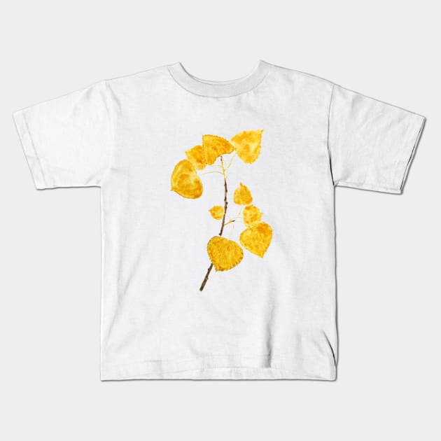 bright yellow birch leaves branch Kids T-Shirt by colorandcolor